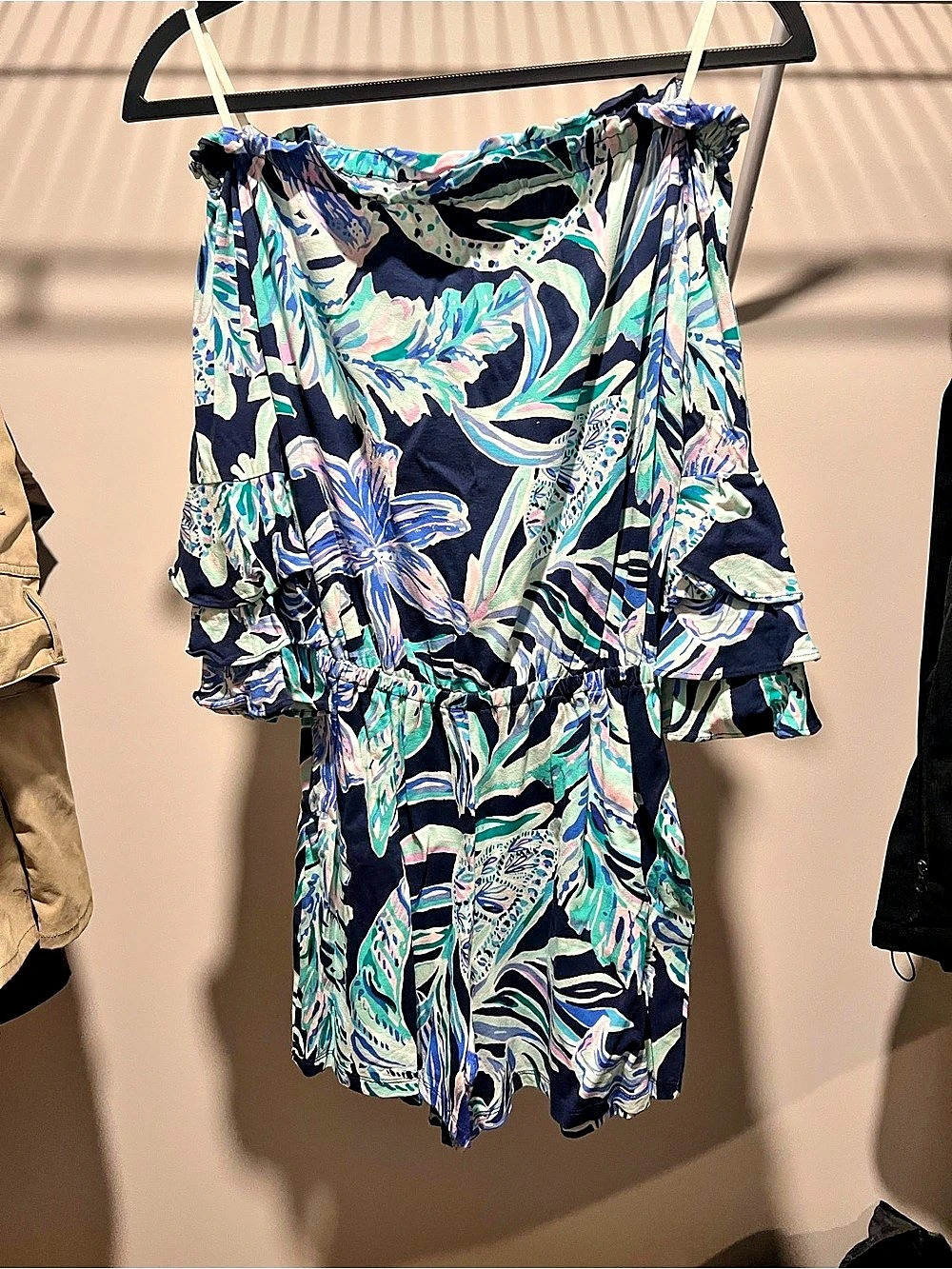 Lilly Pulitzer Calla Romper Floral in Blue & Green